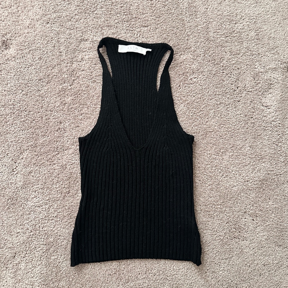 Astr Black Ribbed Knit Tank Top